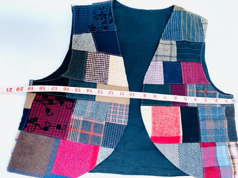 Handmade Quilted Patchwork Vest: Reversible Multicolor Design, Size S/M ...