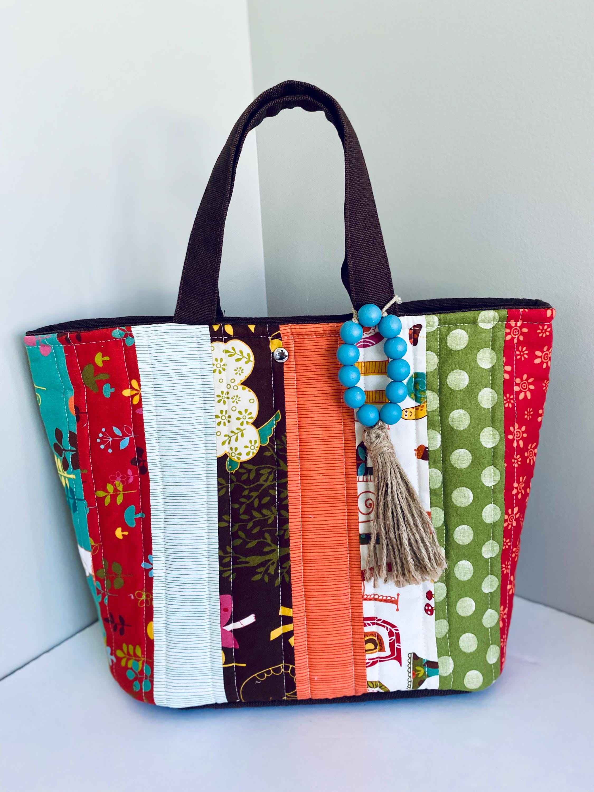 Handmade Quilted Patchwork Tote Bag: Extra Large Autumn Floral