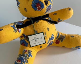 Vera Bradley 90's Teddy Collection Vintage Quilted French Yellow Bear 10 Inch original tag