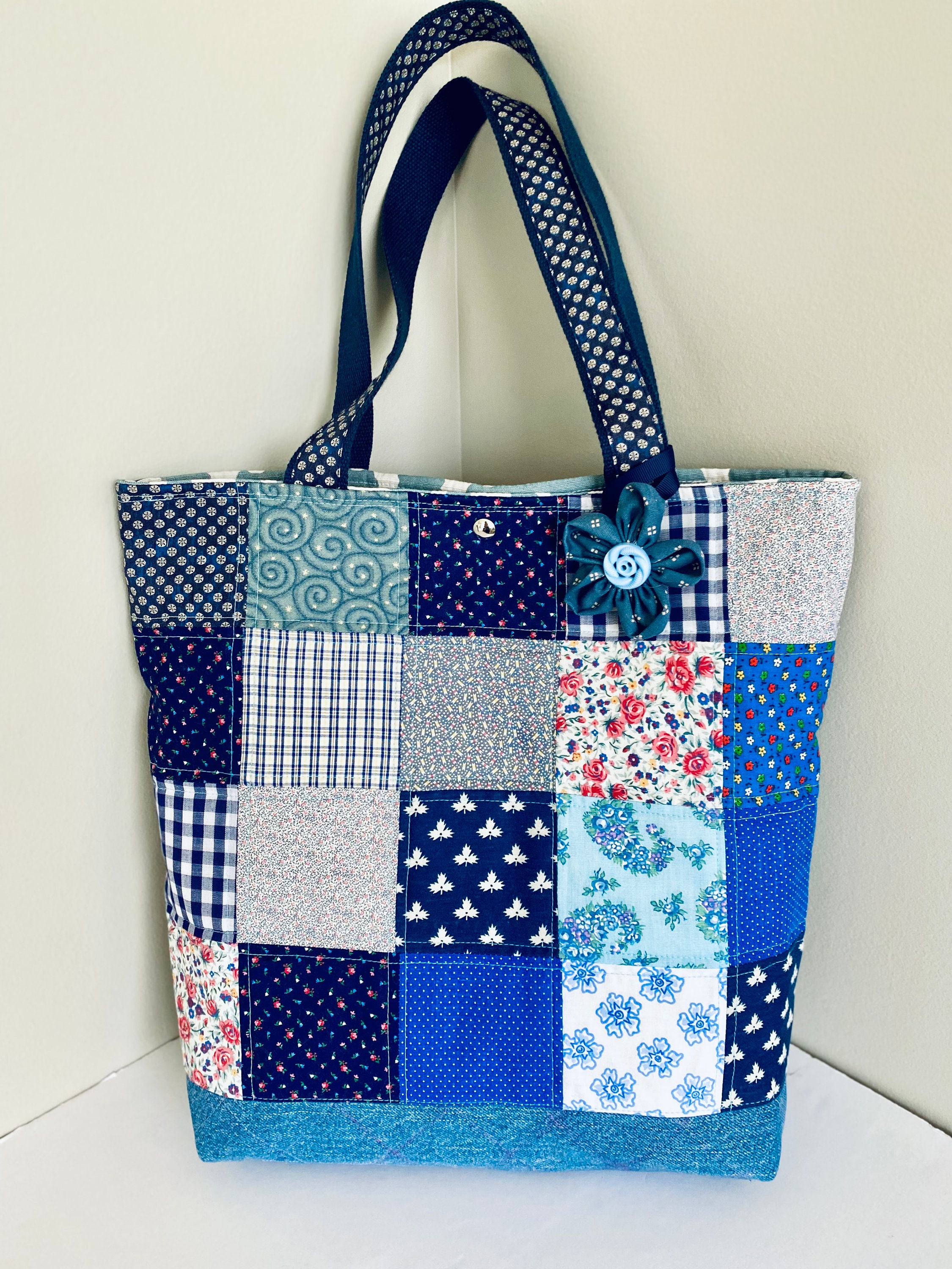 ★OSTKAKA★ Quilted tote bag 2colors Quilted Tote Extra Large, Shoulder Bag, Patchwork Bag