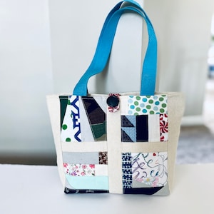 Sac fourre-tout matelassé, sac patchwork, fourre-tout matelassé, cadeau unique en son genre, sac artisanal, cadeau unique, cousu main, sac en jean, cadeau d'anniversaire, zéro déchet