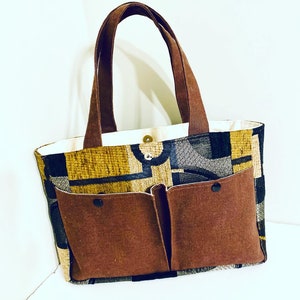 Sac fourre-tout avec nombreuses poches, poche zippée pour sac à bandoulière, fourre-tout unisexe minimaliste fait main, fermeture magnétique, rembourrage et sac en toile cousu main