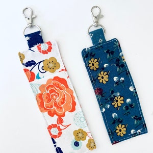 Clip on Lip balm keeper, floral print fabric chap stick holder