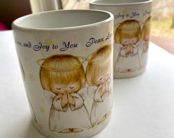 Vintage 3-Angel praying Mugs, Set of 2 - Houston Harvest, Hallmark Licensed
