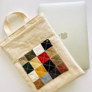 MacBook Case, MacBook Air 13 inch M1 MacBook Pro Sleeve, quilted bag for MacBook, Patchwork tote for MacBook, Unisex gift, MacBook user gift