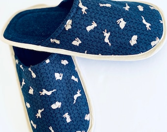 Handmade Indoor Slippers, Japanese Style, Unisex Fabric Shoes