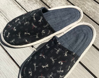 Pantofole giapponesi trapuntate, scarpe da casa in tessuto fatte a mano