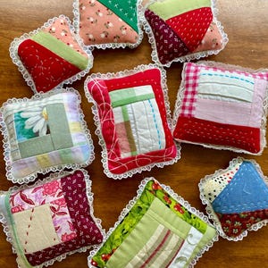 Hand quilted Patchwork Pincushion, Quilter Gift