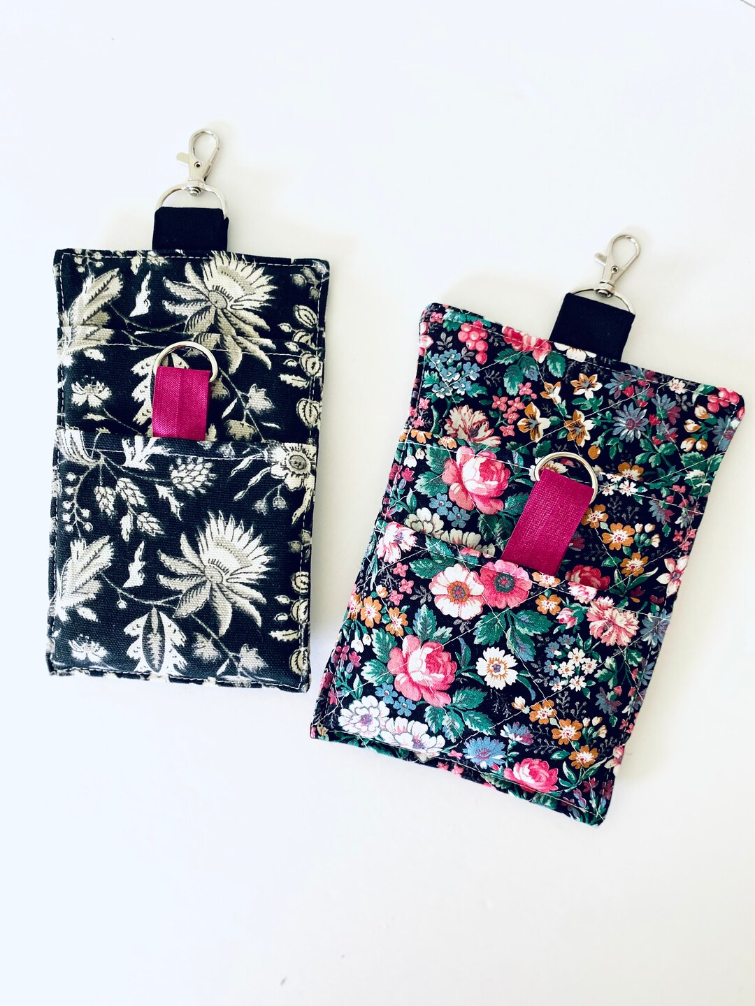 Clip on Phone Wallet, Quilted Phone Pouch, iPhone Cover With Card Pocket, Protective Padded