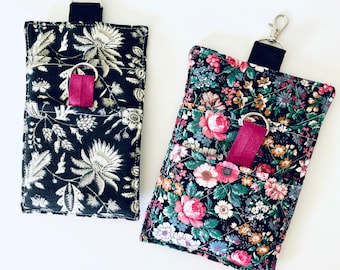 Clip on phone wallet, quilted phone pouch, iPhone cover with card pocket, protective padded phone sleeve, Unisex birthday gift, gift for her