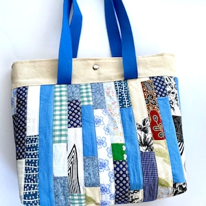 Cabas matelassé, sac à bandoulière, sac patchwork, poche zippée à l'intérieur, fermeture magnétique, cadeau d'anniversaire, poignée supérieure bleu aqua, cadeau cousu main