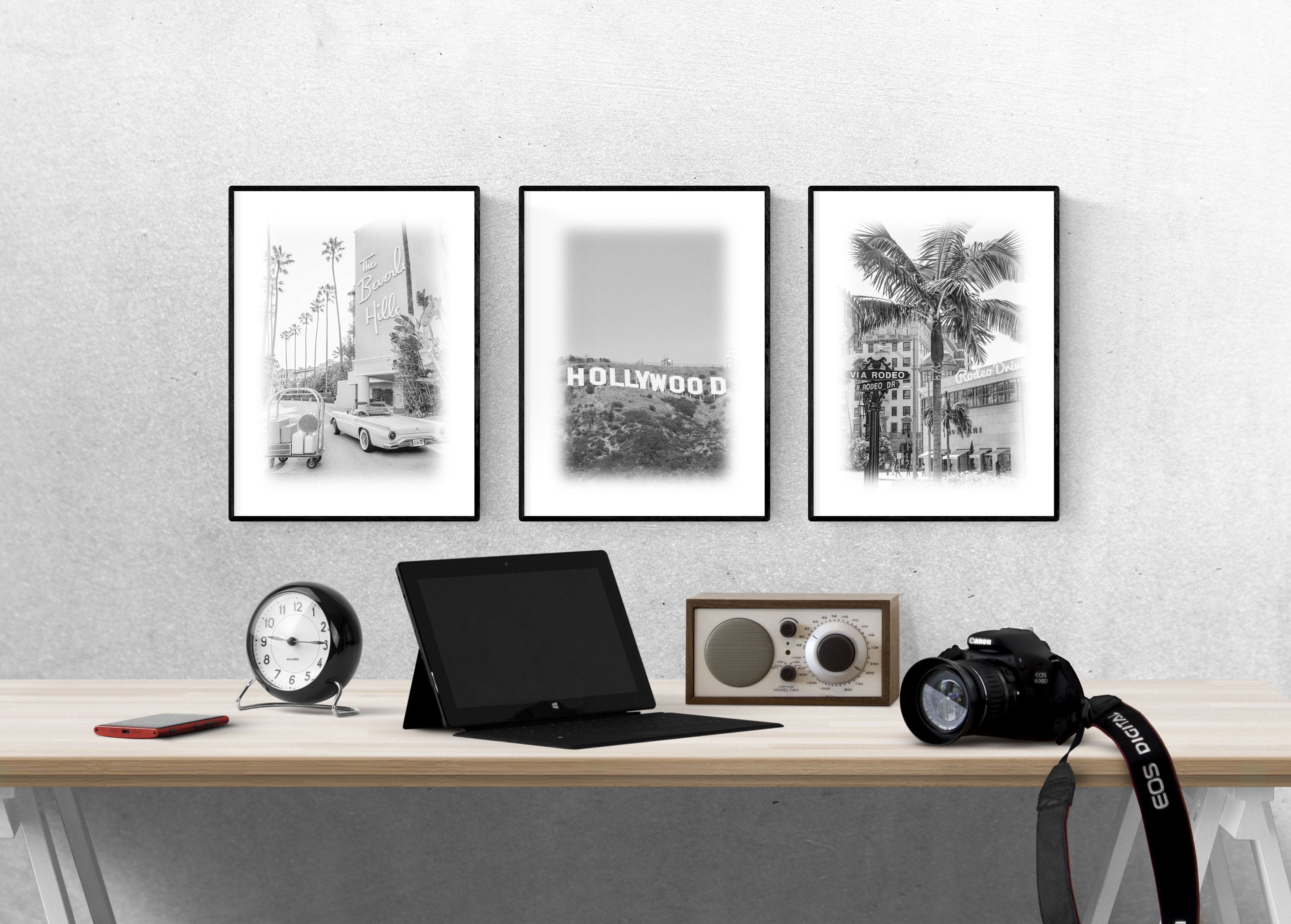 Hollywood Set Of 3 Prints USA Hollywood Wall Art Holiday Etsy