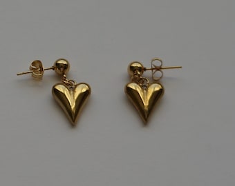 NEW! Heart Studs, Waterproof Earrings, Hypoallergenic Studs, Tarnish Free Earrings, 18K Gold Steel Earrings, Valentines Gift, Gift for Her