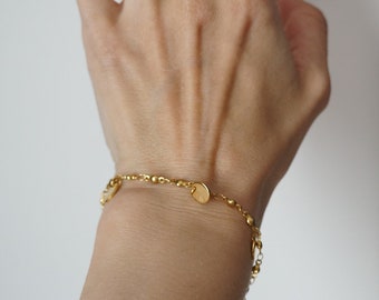 Coin Charm bracelet, Gold chain bracelet, Trendy gold bracelet, Hypoallergenic bracelet, Waterproof bracelet, Summer bracelet