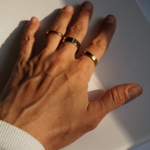 Simple Band Ring, Stacker Ring Gold Steel, Hypoallergenic Ring, Flat Plain Band Ring, Minimalist Ring, Waterproof Non Tarnish Ring
