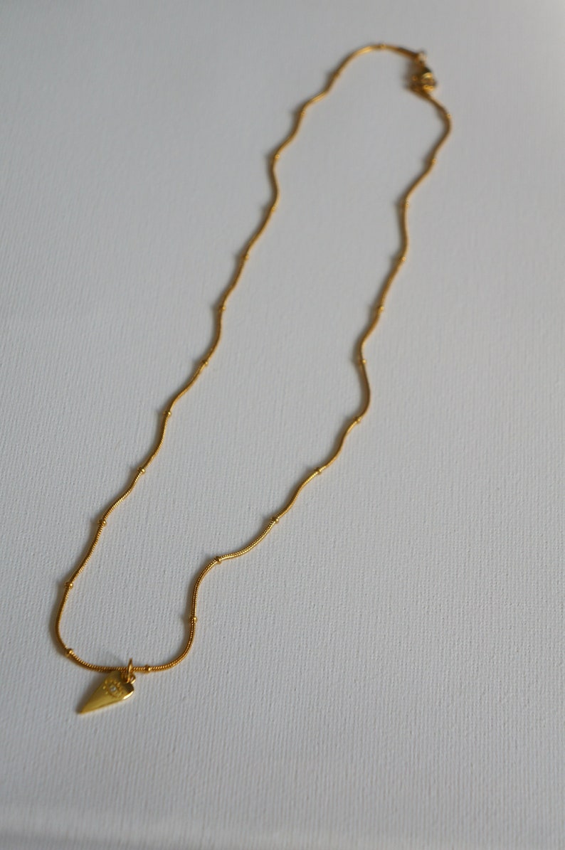 Evil Eye 18K Gold Steel Necklace, Protection Necklace, Dainty Gold Chain, Layering Necklace, Hypoallergenic Chain image 4