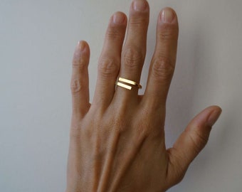 NEW! Baguette Ring, Minimalist Ring, Statement Ring, Hypoallergenic Ring, Waterproof Ring, 18K Gold Steel Ring, Non Tarnish Ring