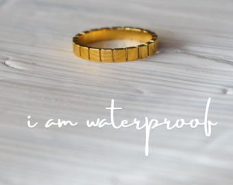 MILESTONES - Gold STEEL ring with Pattern, Waterproof Non tarnish Hypoallergenic ring, Simple band ring, Minimal ring gold