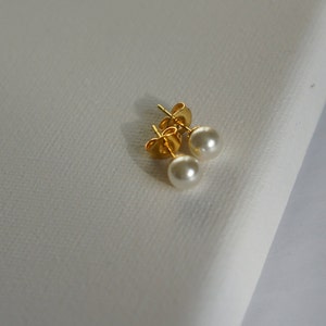 Pearl Ear Studs Non-tarnish, Dainty Pearl Earrings, Minimalist Studs, Everyday Pearl Stud, Bridesmaid Gift, Stacking Earrings