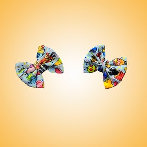 Disney Treats Piggies Bow Set/ Disney Snacks Hair Bow Pigtails Set of 2/Alligator Hair Clips