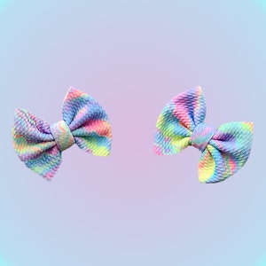 Watercolor Swirl Piggies Bow Set/Colorful Piggies for Babies or Girls
