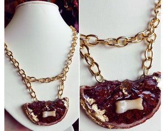 Spoiled Rotten JewelryJuicy slice pendantUnique bone and dried blood orange necklace