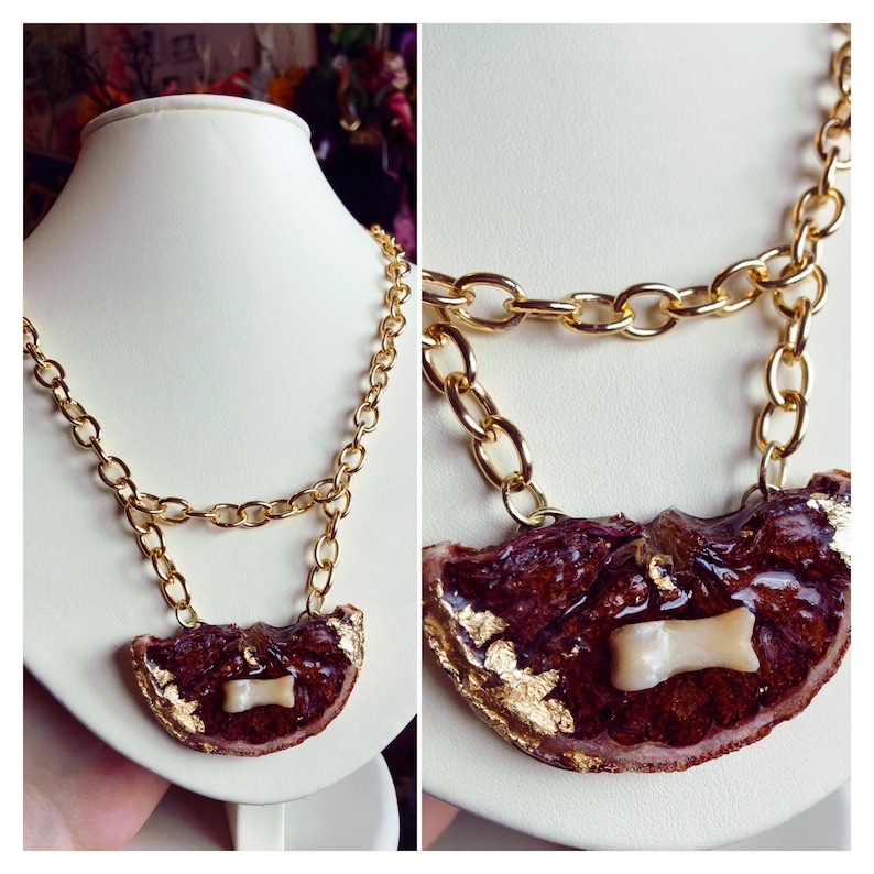 Spoiled Rotten JewelryJuicy slice pendantUnique bone and dried blood orange necklace