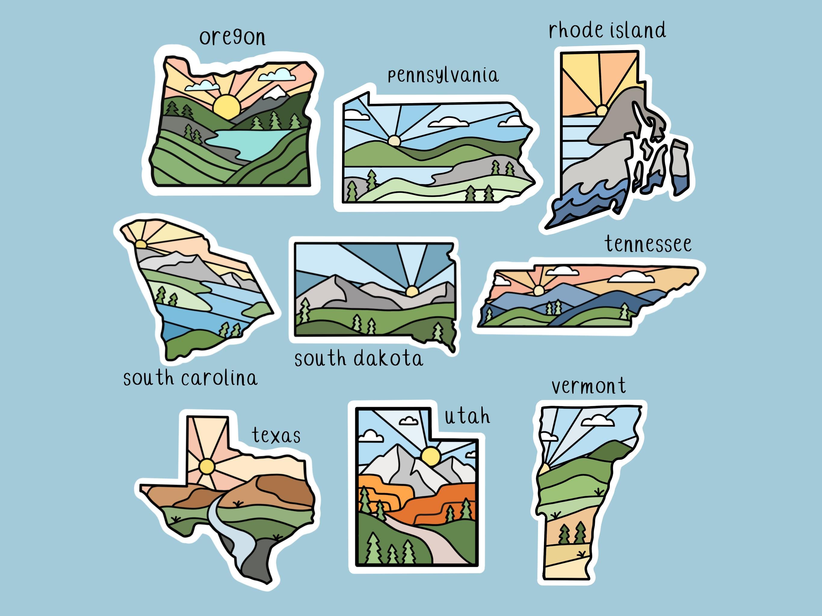 State Sticker Designs State Stickers | All 50 States | Pick Your State - Etsy