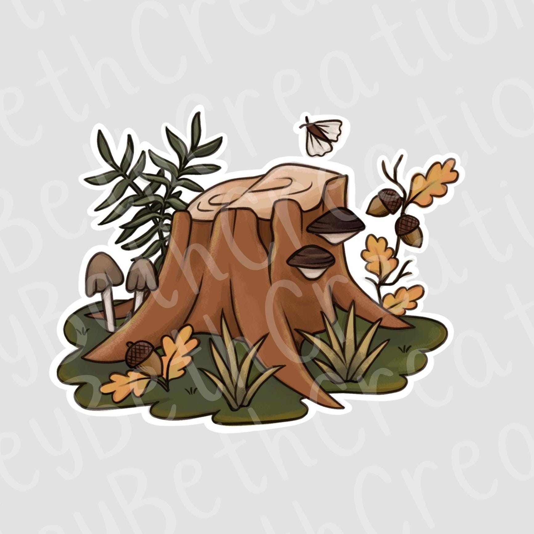 Stump Sticker Tree Stump Sticker | Fall Sticker | Autumn Sticker - Etsy