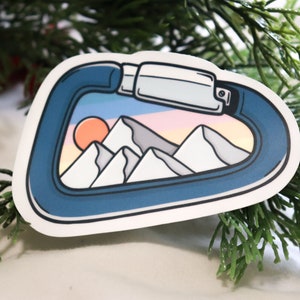 Carabiner Mountain Sticker | Waterproof Sticker | Mountain Sticker | Climbing Sticker