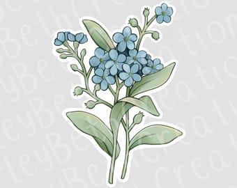 Forget Me Not Flower Sticker | Botanical Sticker | Waterproof Sticker