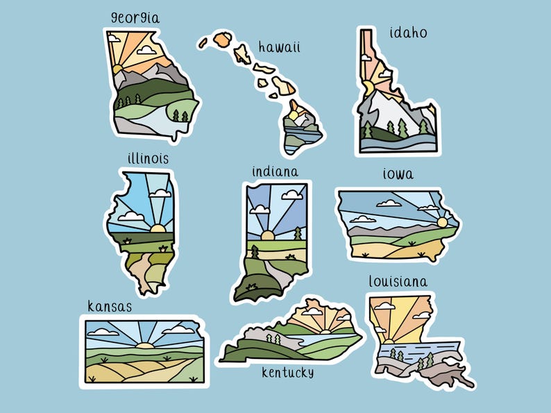 State Stickers | All 50 States | Pick Your State - Etsy