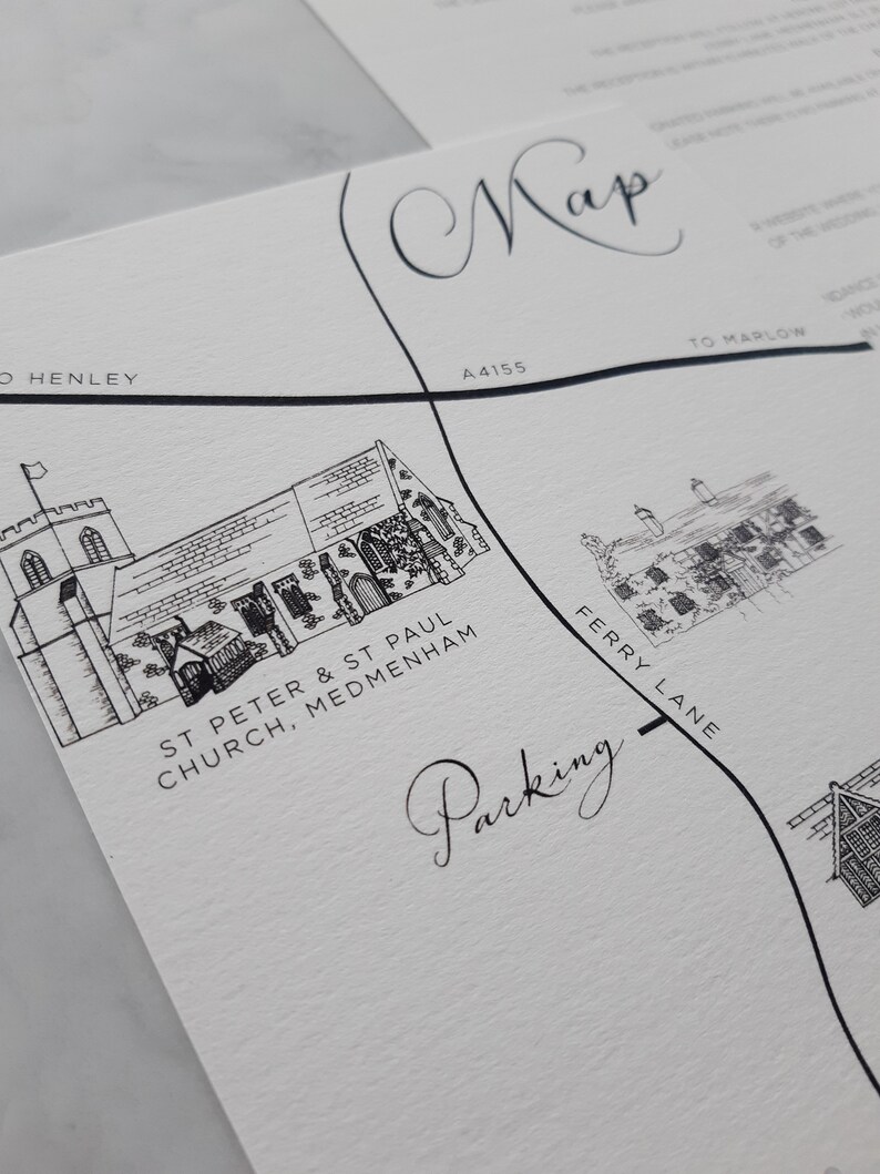 Wedding Map Feat. Bespoke Illustrations| Part of Wedding Invitation ...