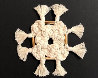 Square Macrame Coasters, Boho Coasters, Bohemian Style Coaster, Coaster Set, Handmade Coasters, Square Shaped Coasters, Macrame Coasters
