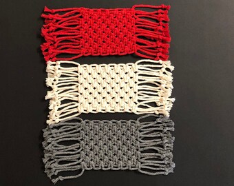 Rektangulära makraméunderlägg, Boho underlägg, Bohemisk stil underlägg, Underläggsset, Handgjorda underlägg, Fyrkantiga underlägg, Makraméunderlägg