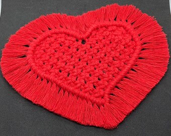 Hjärtformade makraméunderlägg, bohemiska underlägg, bohemisk stil underlägg, underläggsset, handgjorda underlägg, hjärtformade underlägg, makraméhjärtunderlägg