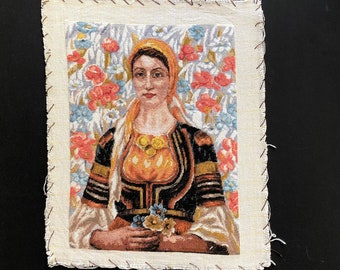 Gobelinflicka från Kalotintsi, Wiehler handgjord gobelin, väggdekor, vintage väggtapet, DMC-broderi, handbroderad nålspets