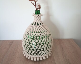 Makraméöverdragen Vintage Demijohn, Lantlig italiensk inredning, Demi John-vas, Lantligt kök, Shabby chic-inredning, Hippiehem, Retro, Dame jeanne