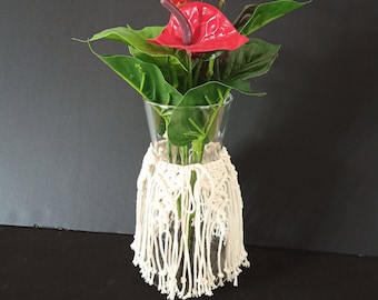 Boho chic, Makramé, Makramé-bordsdekoration för bröllop, Makramé-borddekoration, Vasmakramé, Blomsterdekoration, Borddekoration, Gåva, Boho design