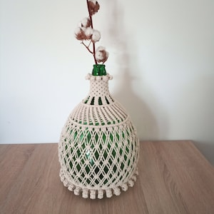 Macrame covered Vintage Demijohn, Country Italian Decor, Demi John Vase, Country Kitchen, Shabby Chic Decor, Hippy Home, Retro, Dame jeanne