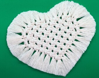 Heart Macrame Coasters, Boho Coasters, Bohemian Style Coaster, Coaster Set, Handmade Coasters, Heart shaped Coasters, Macrame Heart Coasters