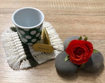 Square Macrame Coasters, Boho Coasters, Bohemian Style Coaster, Coaster Set, Handmade Coasters, Square Shaped Coasters, Macrame Coasters