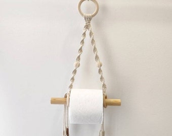Toilettenpapierhalter, Boho-Badezimmeraufbewahrung, Papierspender, Papierhandtuchhalter, Makramee-Wandbehang, Shabby Chic