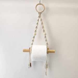 Toilet roll holder, Boho bathroom storage decor, Paper dispenser, Paper towel holder, Macrame wall hanging home decor, Shabby Chic
