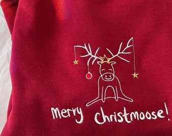 Embroidered 'Merry Christmoose' Christmas Jumper