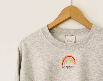 EMBROIDERED 'HAPPINESS' RAINBOW- Sweater Jumper