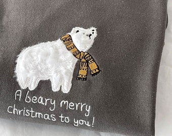 Embroidered Christmas Jumper - Polar Bear Christmas Sweater - Beary Merry Christmas!