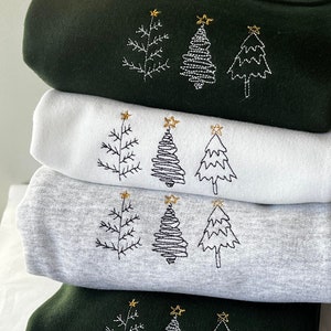 Simple Tree Doodles - Embroidered Christmas Jumper - Hand drawn design