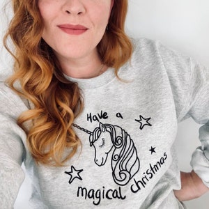 Magical Unicorn Embroidered Christmas Jumper