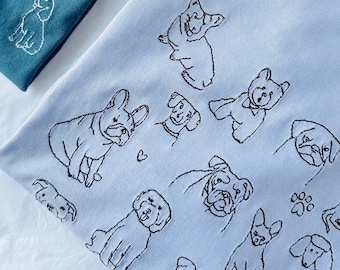EASILY DISTRACTED by dogs - Embroidered Organic T-shirt- Embroidered Tee